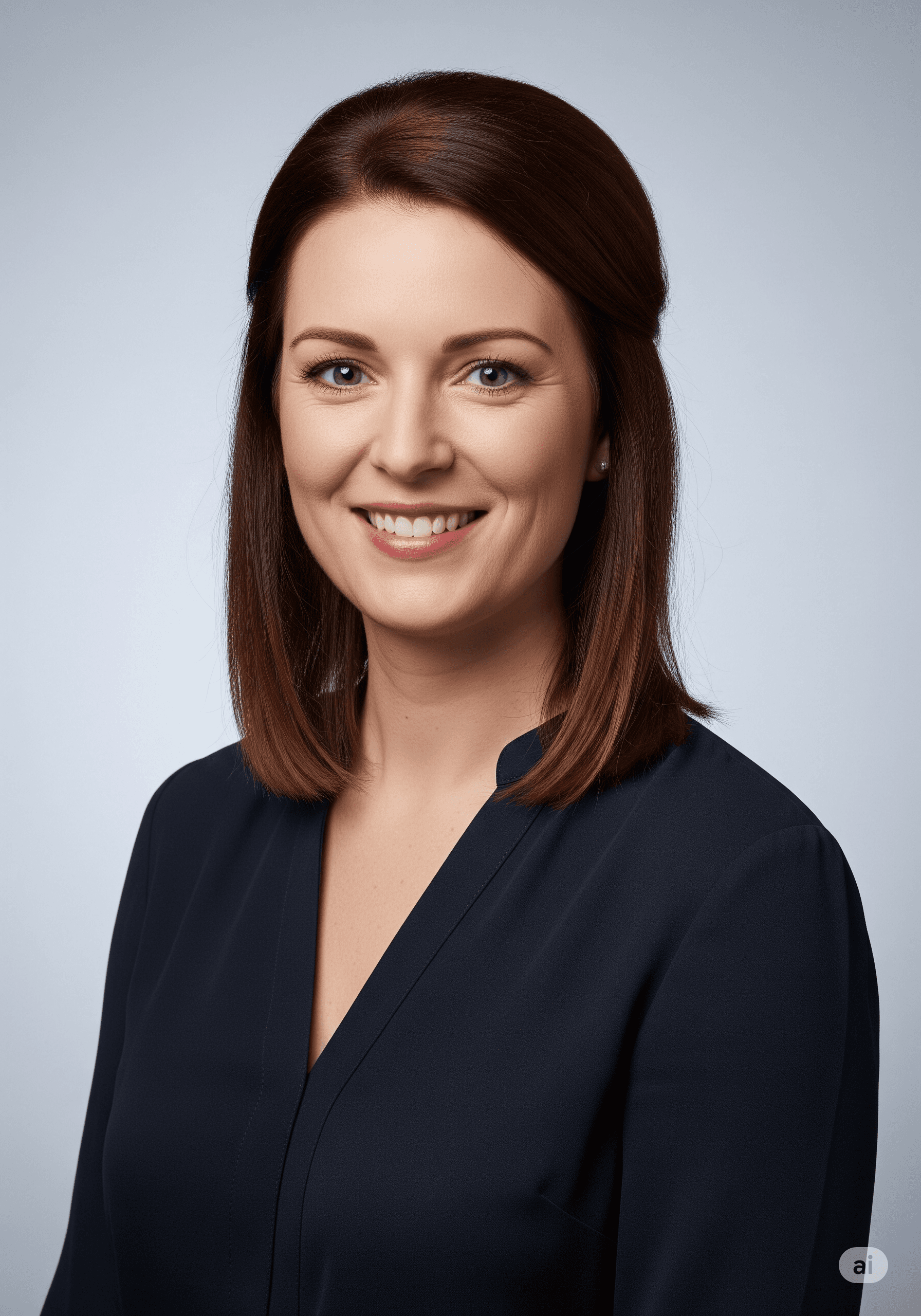 A professional AI-generated business headshot for a UK professional.