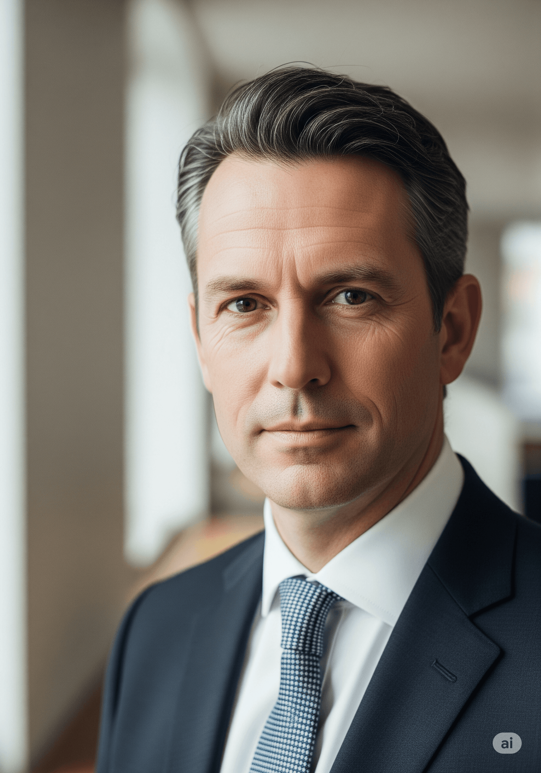 An example of a powerful AI headshot for a UK-based CEO.