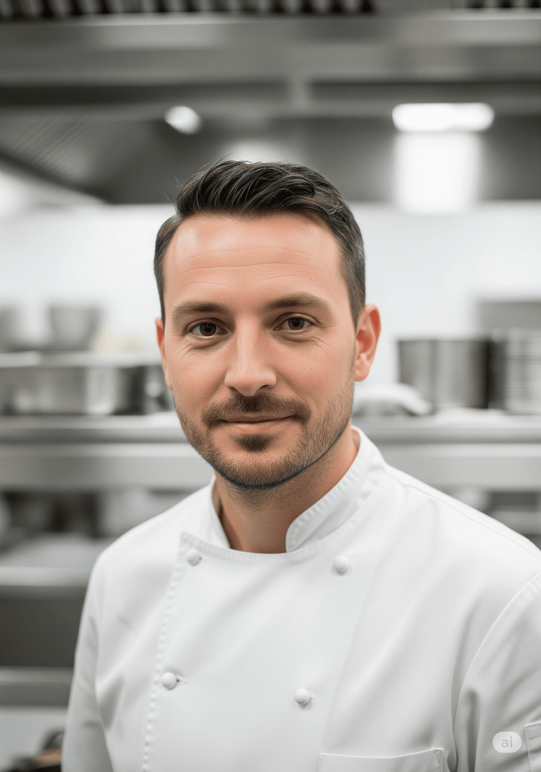 An example of a professional and clean AI headshot for a UK-based Chef.