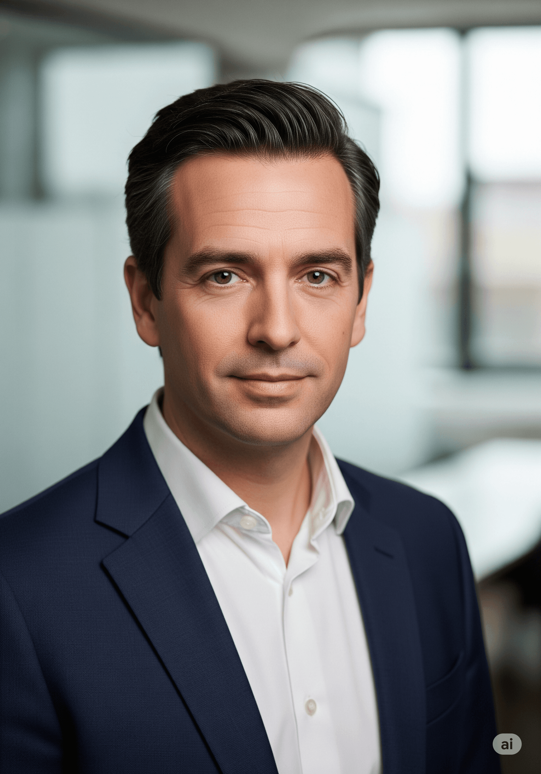 An example of a professional AI headshot for a UK Financial Planner.