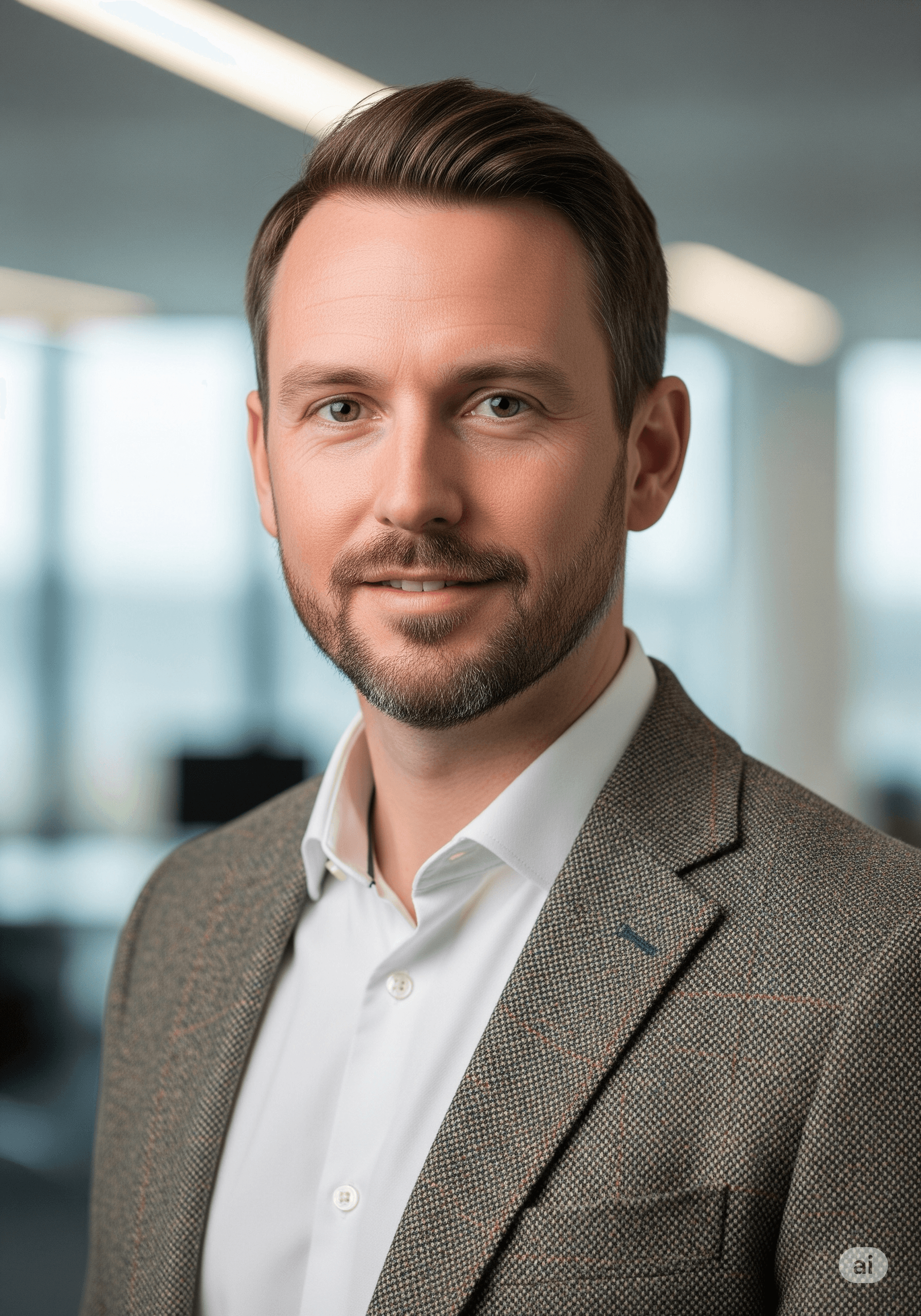 An example of a professional AI headshot for a UK professional based in Glasgow.