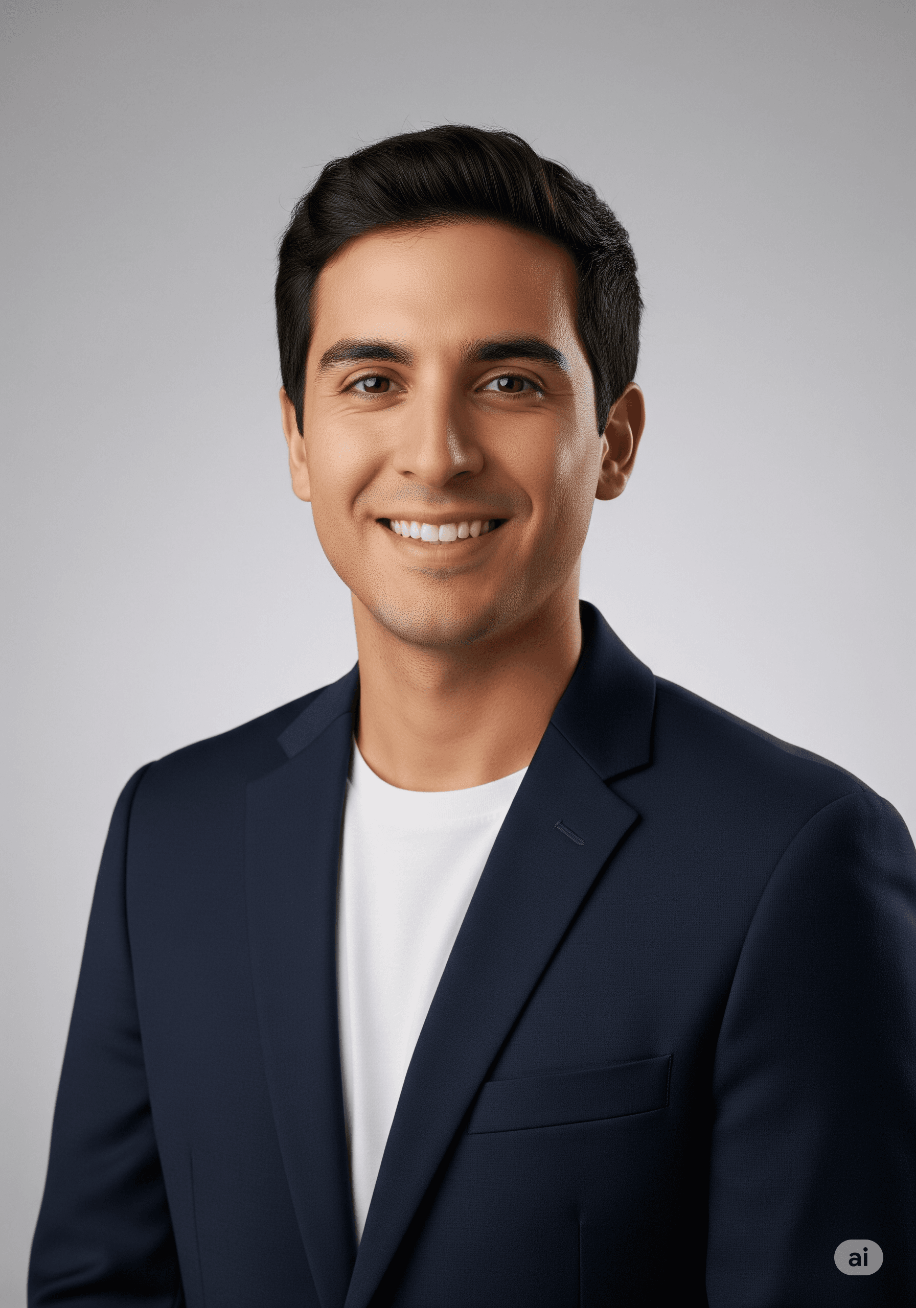 An example of a clean, professional AI headshot ideal for use on a UK business card.