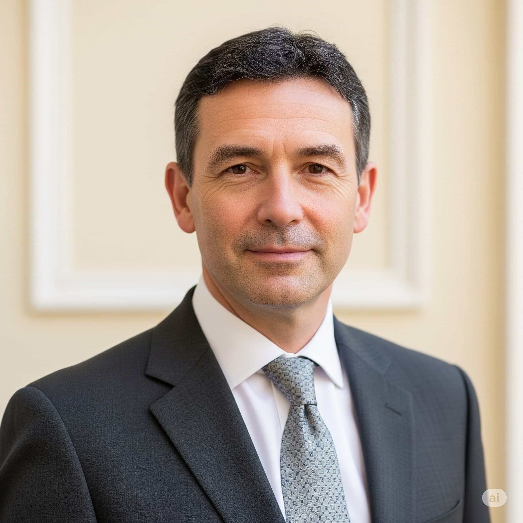 An example of a professional AI headshot for a UK solicitor, showing a sharp, well-lit portrait.