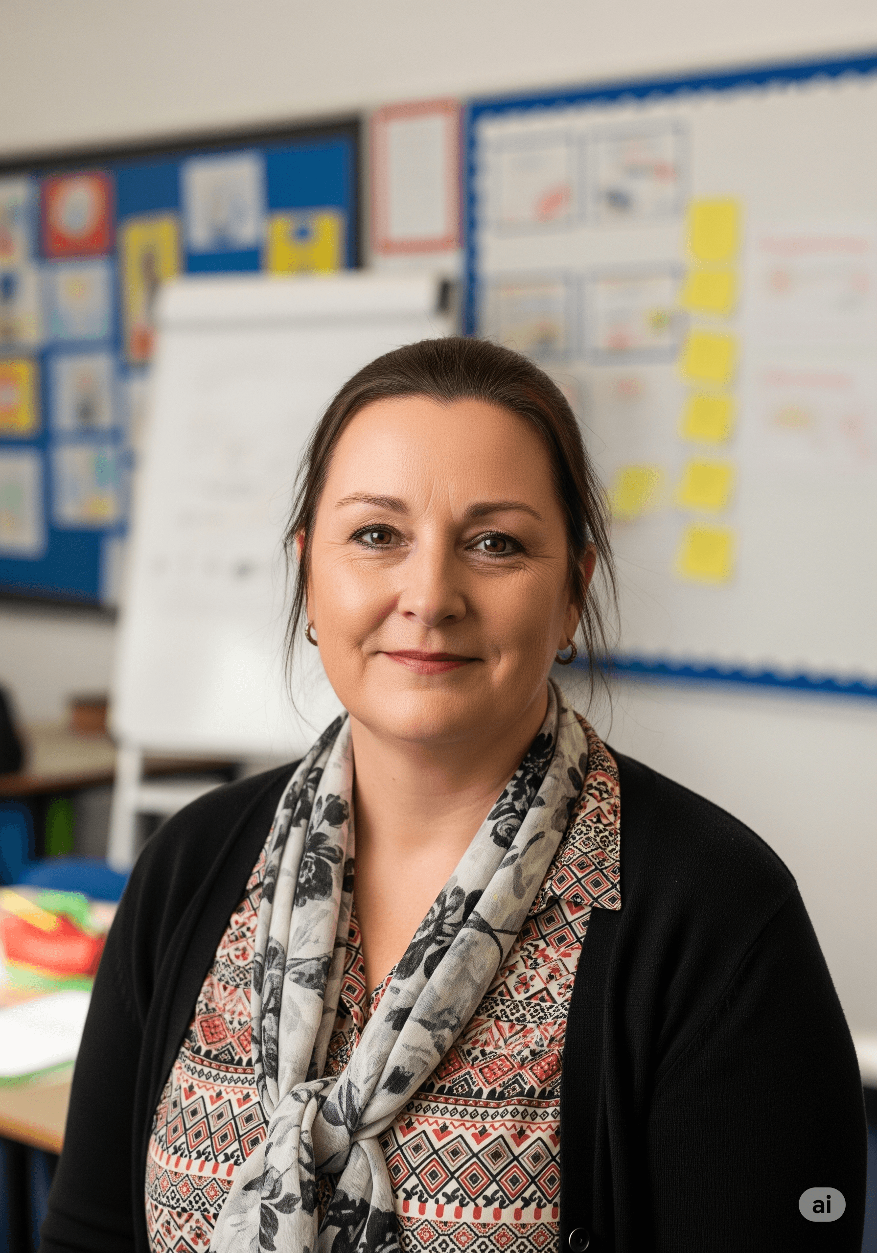 An example of a professional AI headshot for a UK Teacher.